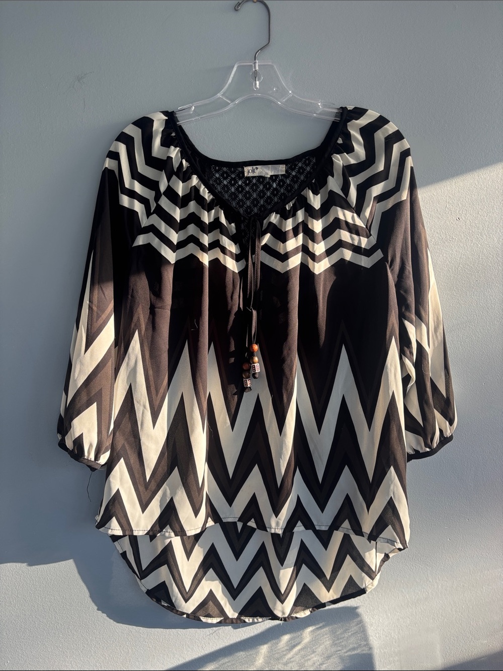 Jolt Black and White Zigzag Peasant Tunic